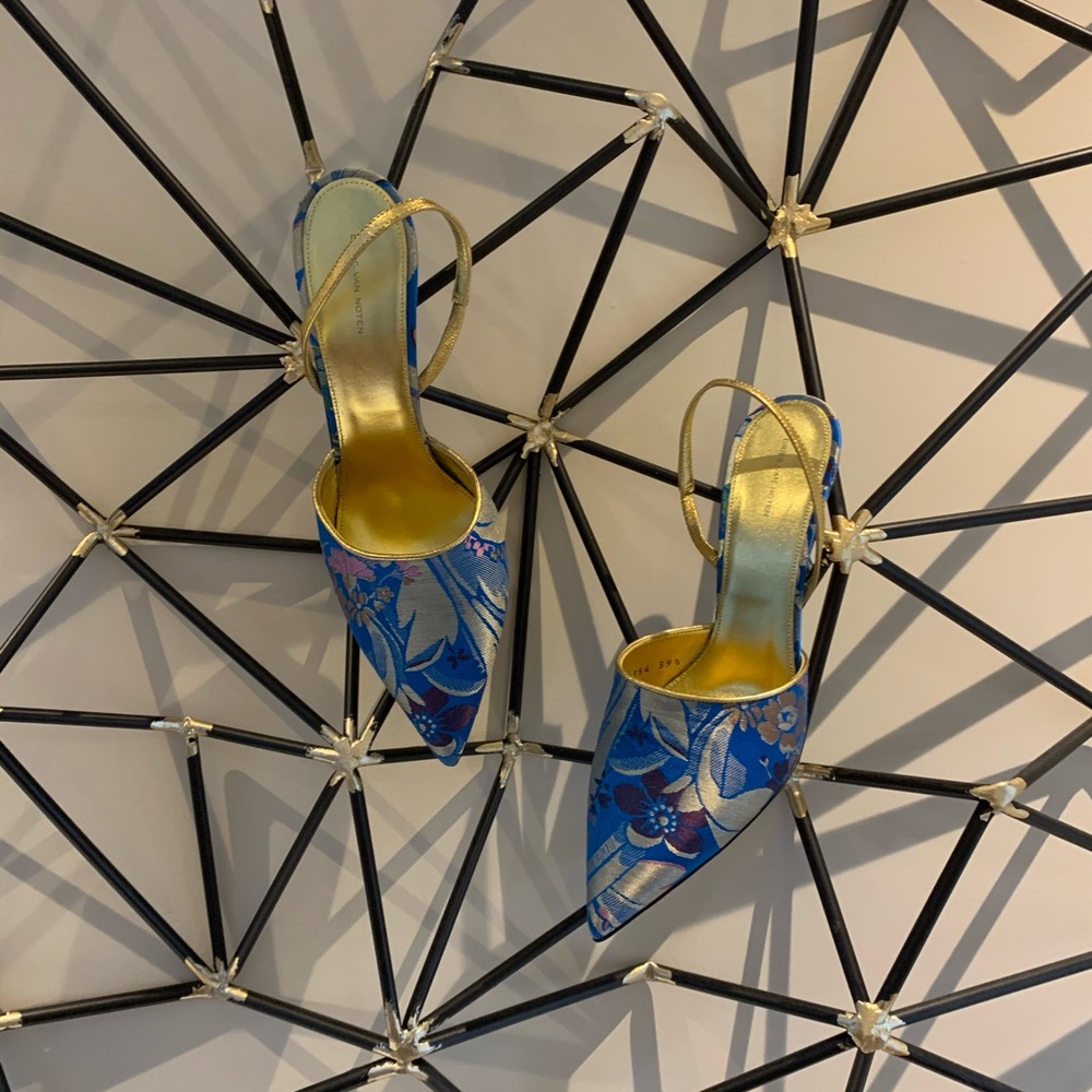 Dries Van Noten floral printed woven heels